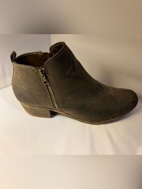 Women’s Brown Low Heel Ankle Boot with Side Zipper by Dunes size 12